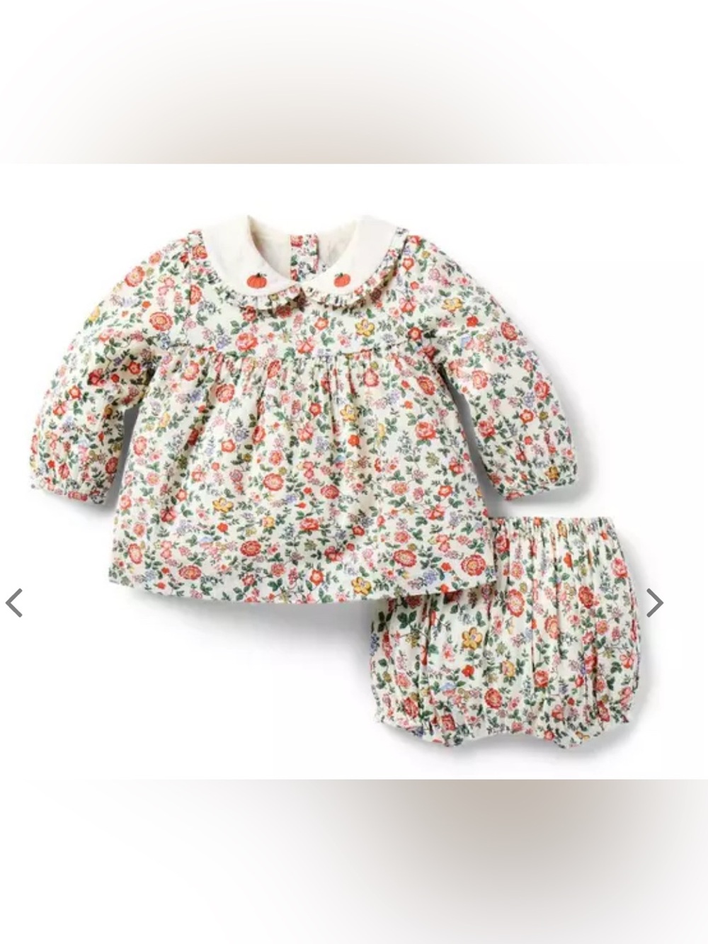 Janie and Jack, Pumpkin Collar Floral Baby Set, Size 0-3 months